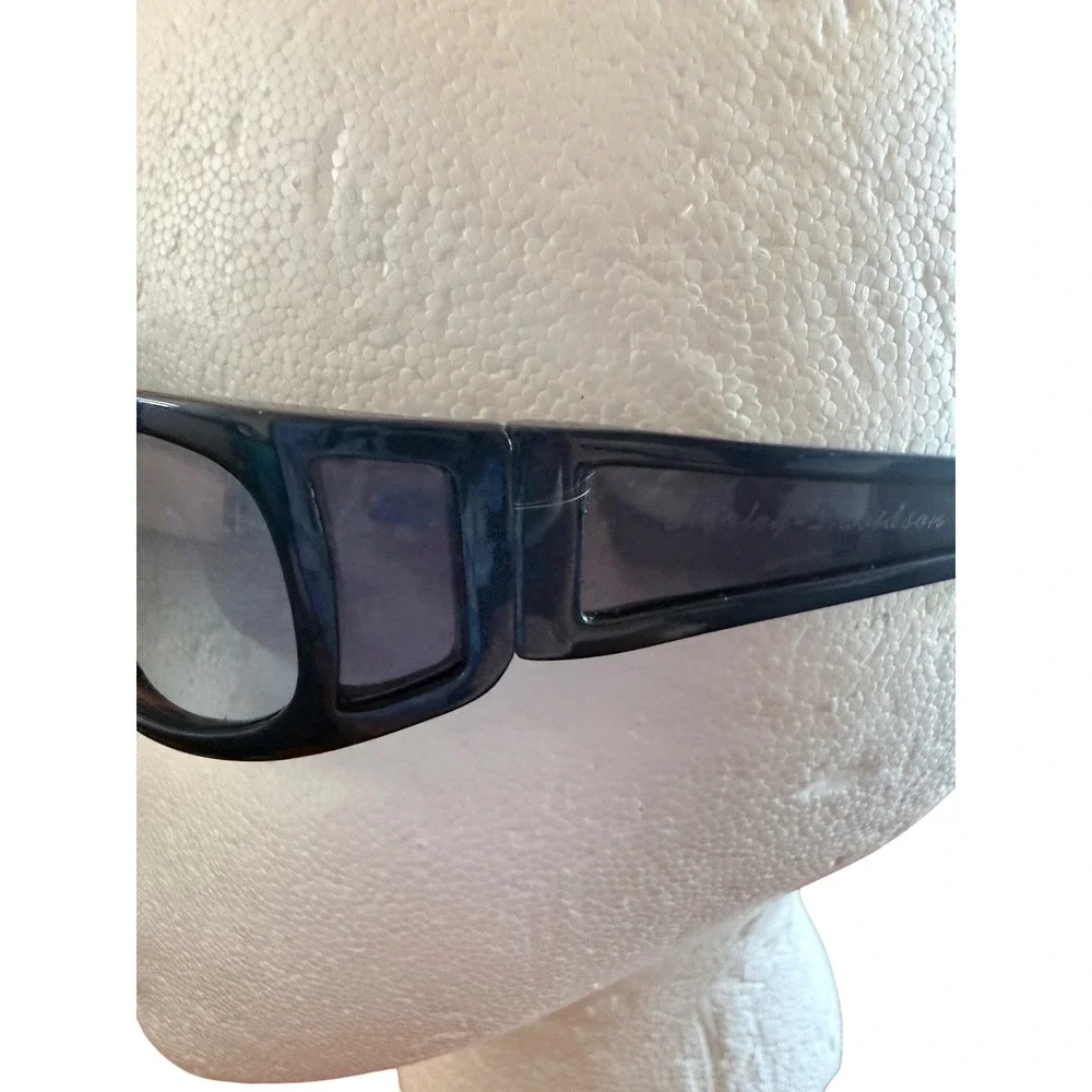 Vtg Y2K Harley-Davidson Blue Green Metallic Wrap Sunglasses Blue Gradient Lens